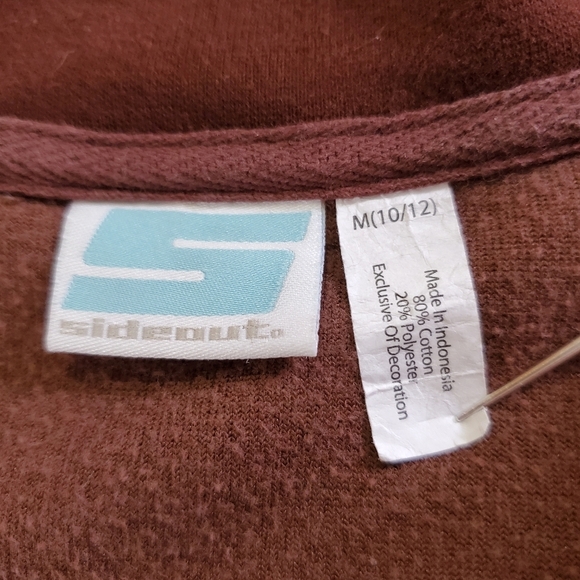 2413 * Sideout Embroidered Rose Velour Zip Jacket Brown Size M (10/12) Y2K - Picture 3 of 14